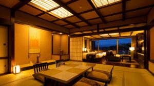 Tatami room with low table and seating area