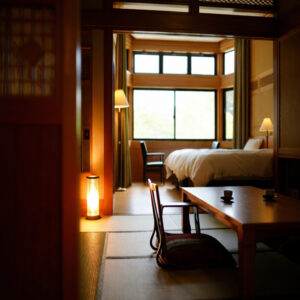 带矮桌和双床的榻榻米客房