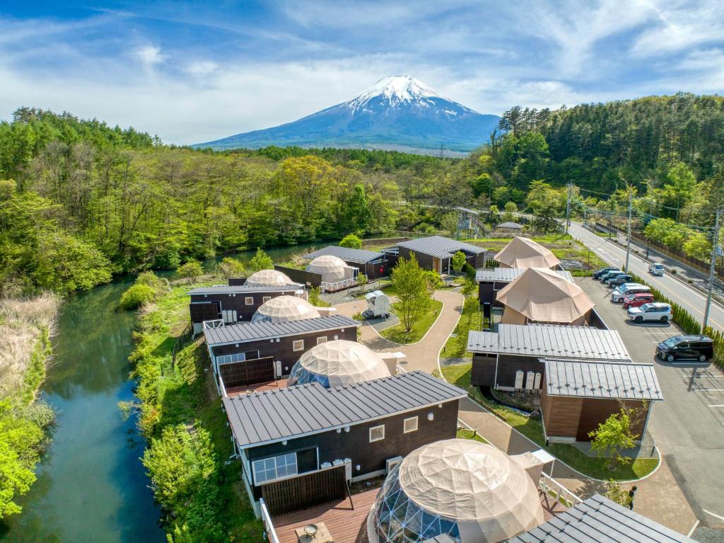 Glamp Dome Fuji Oshino Mount Fuji Aerial View