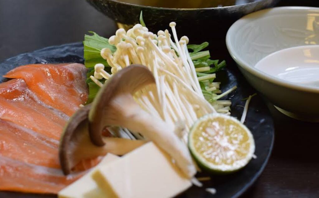 Hishino Onsen Tokiwakan Salmon Hot Pot Ingredients