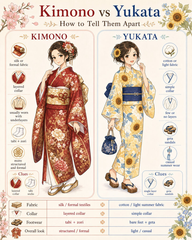 How to tell kimono vs yukata apart