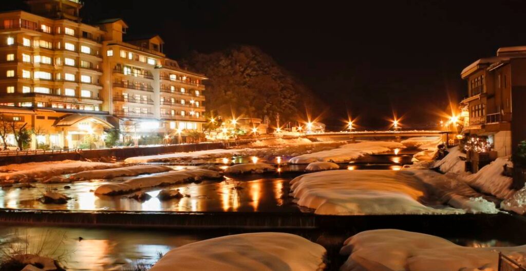 Izanro Iwasaki Snowy Riverside Night