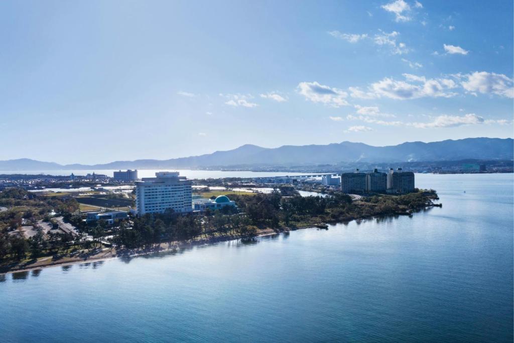 Lake Biwa Marriott Hotel Lakefront Aerial View