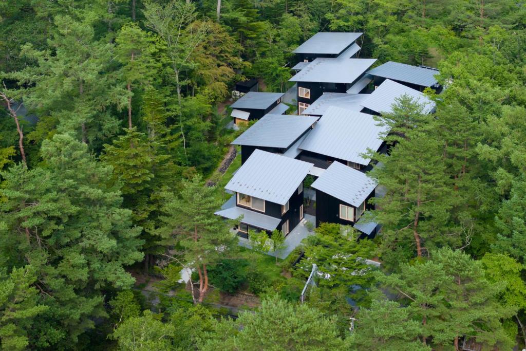 Shishi Iwa House Karuizawa Forest Aerial