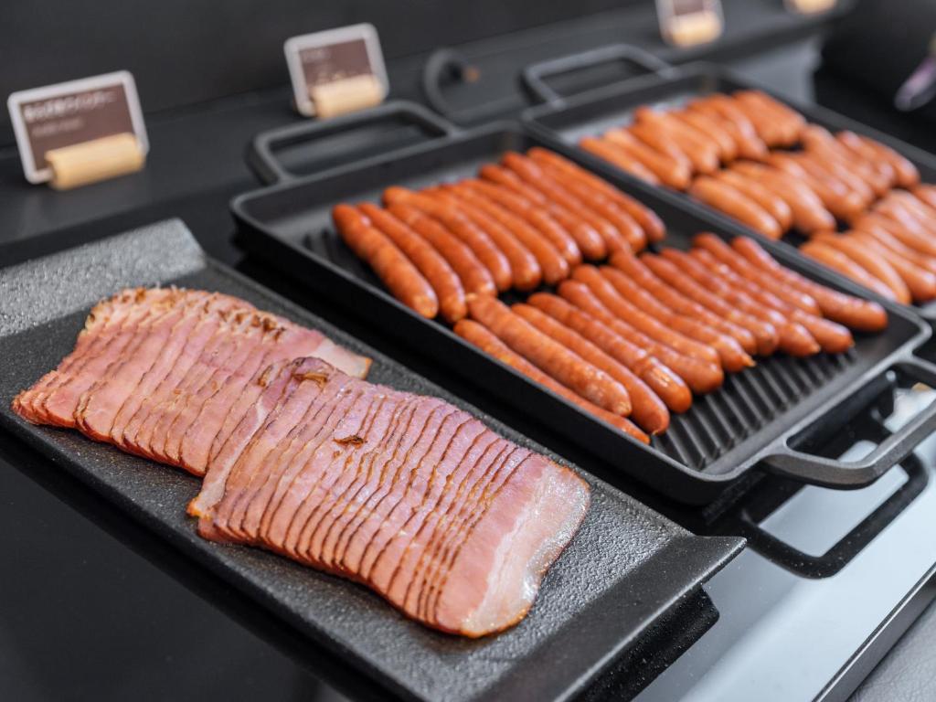 Super Hotel Premier Akihabara Breakfast Bacon Sausages