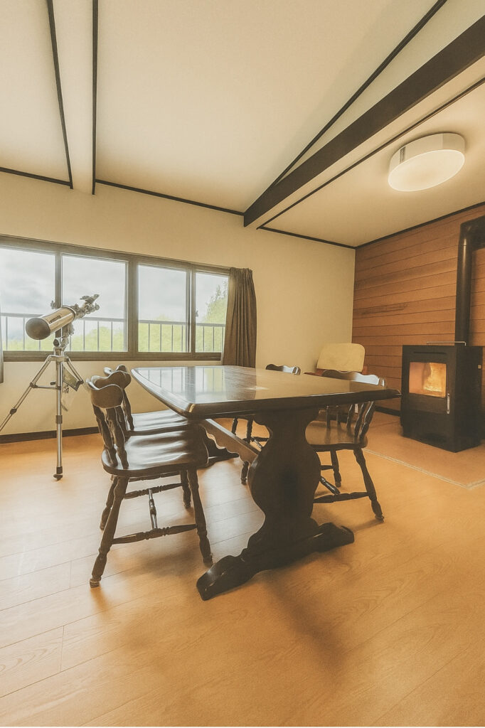 The Hideout Kusatsu Lounge Fireplace Telescope