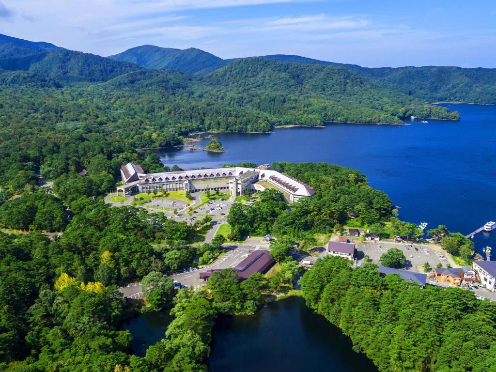 Urabandai Lake Resort Lakeside Aerial View