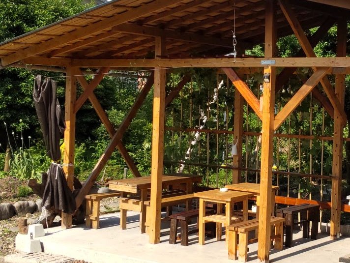 Yuzuki Old Folk House Wooden Gazebo Seating