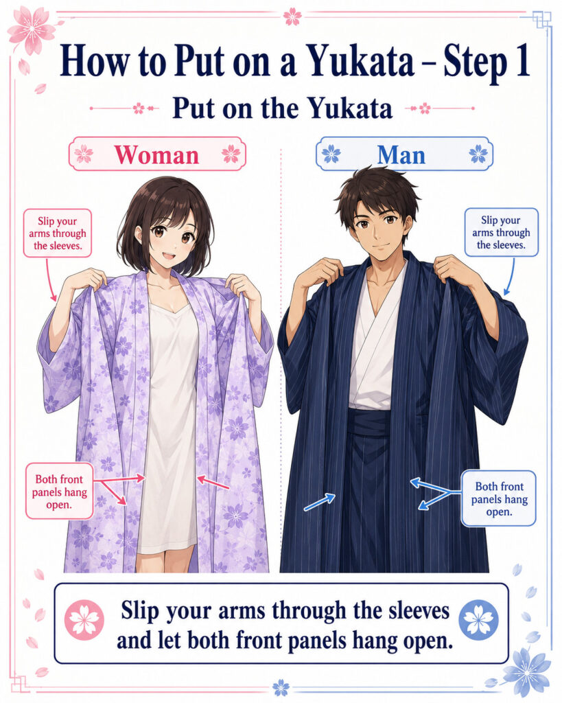 Wie man einen Yukata anzieht
