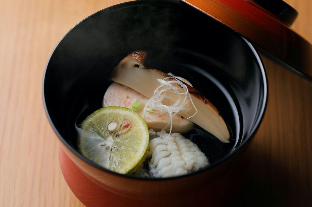 Clear Soup With Fish In A Lacquer Bowl