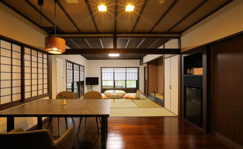 Dark Dining Room With Lounge Area